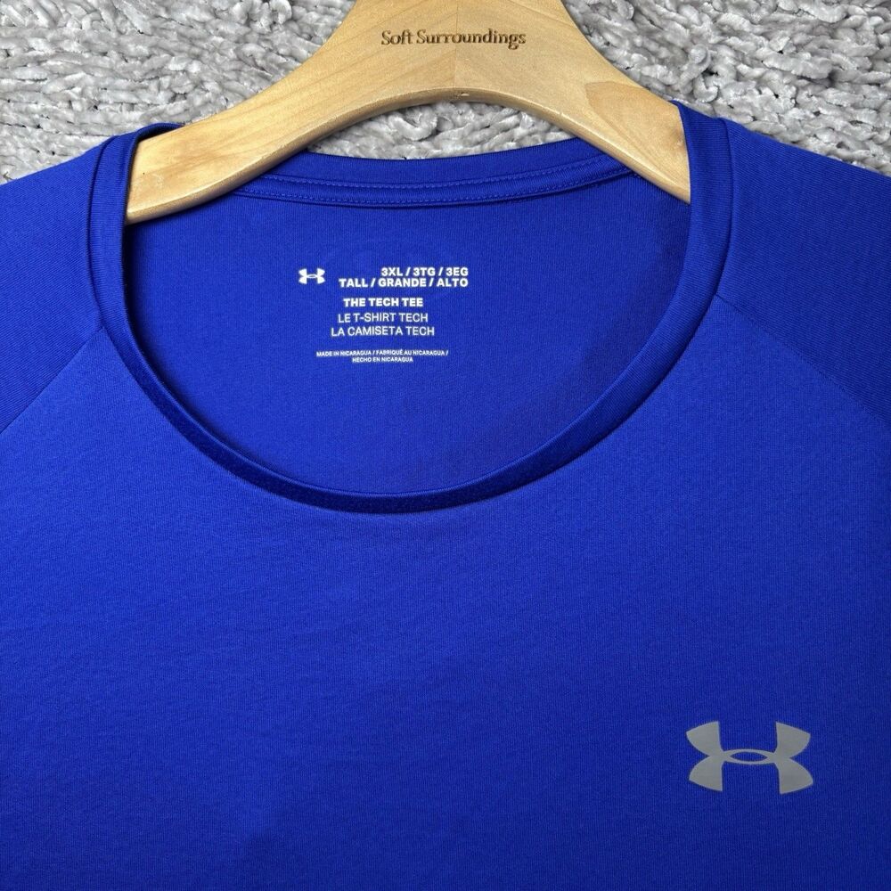 Under Armour The Tech Tee Mens 3XLT (TALL) Short Sleeve Blue Activewear Training